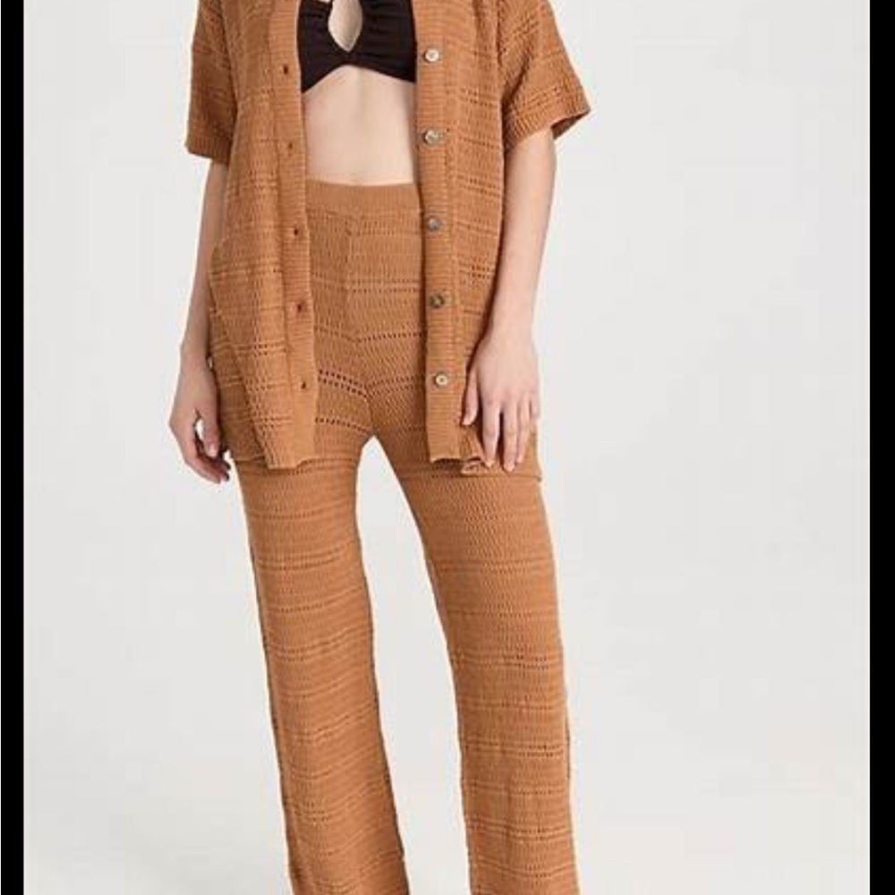 Women's Tan Knit Set (top medium) (pants small)